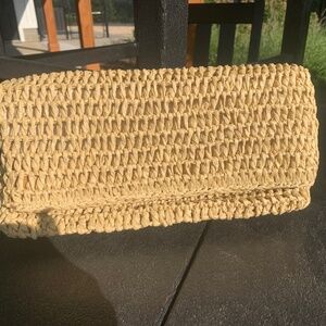 Ann Taylor | Bags | Ann Taylor Crocheted Raffia Folded Cluch